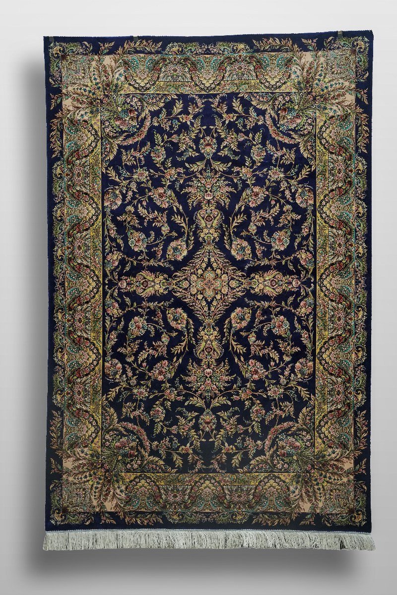 Royal Navy Garden Silk Rug