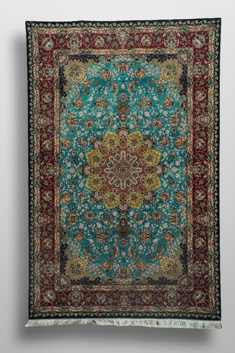 Royal Turquoise Medallion Silk Rug