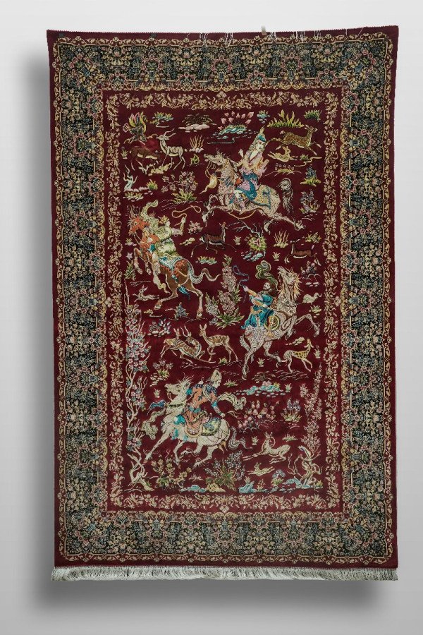 Ruby Royal Hunt Silk Rug