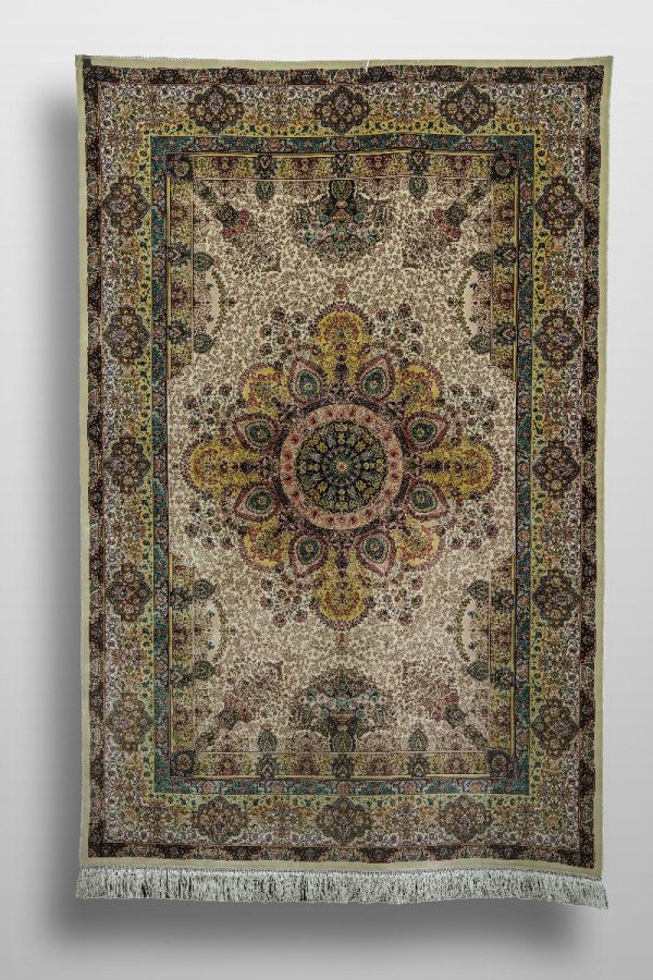 Ivory Central Medallion Silk Rug