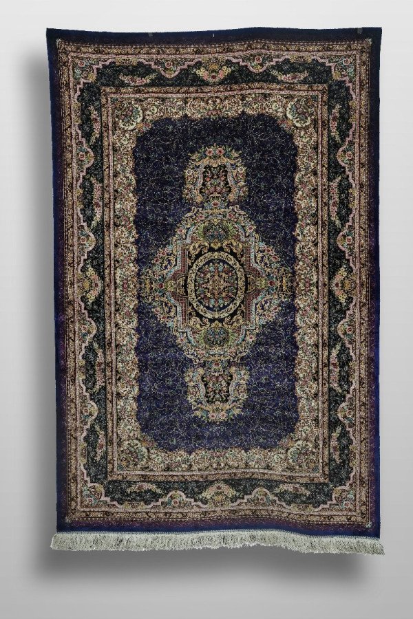 Midnight Floral Medallion Silk Rug