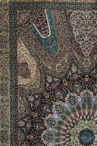 Teal Mandala Medallion Silk Rug — 3