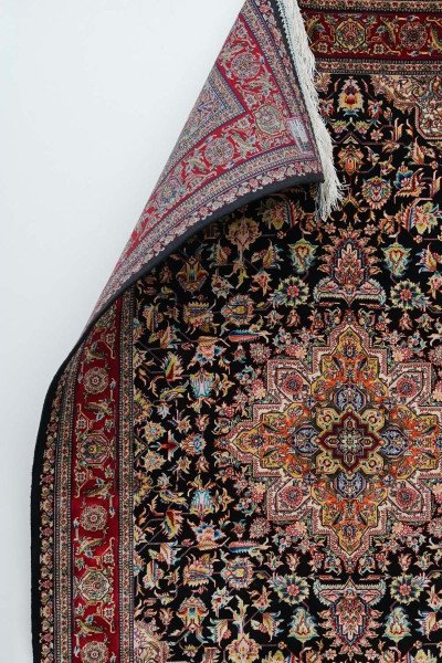 Regal Black Medallion Silk Rug — 5