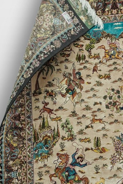 Ivory Desert Hunt Silk Rug — 3