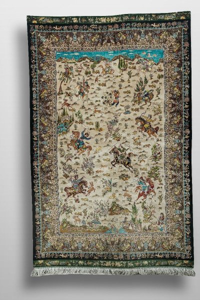 Ivory Desert Hunt Silk Rug — 1