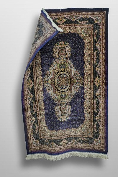 Midnight Floral Medallion Silk Rug — 4