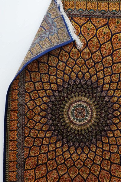 Gold Sunburst Medallion Silk Rug — 4