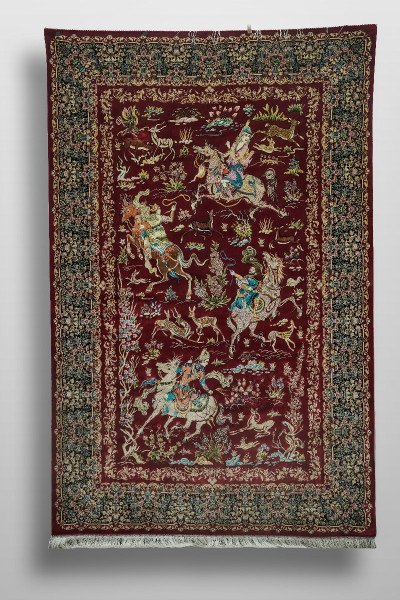 Ruby Royal Hunt Silk Rug — 1