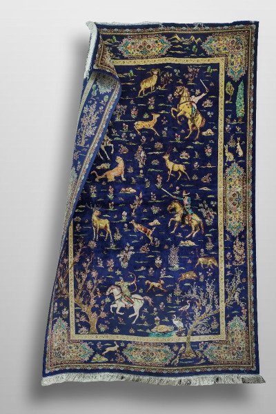 Shahnameh Hunting Scene Silk Rug — 4