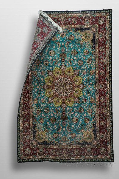 Royal Turquoise Medallion Silk Rug — 7
