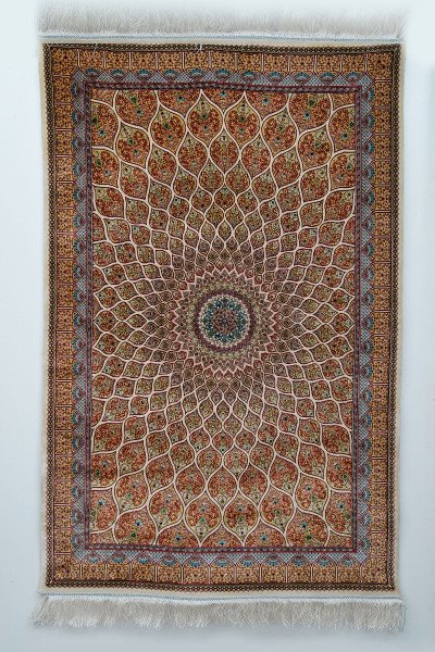 Golden Amber Medallion Silk Rug — 5