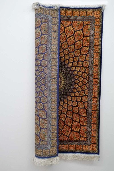 Gold Sunburst Medallion Silk Rug — 3