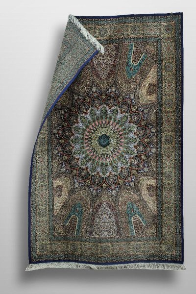 Teal Mandala Medallion Silk Rug — 5