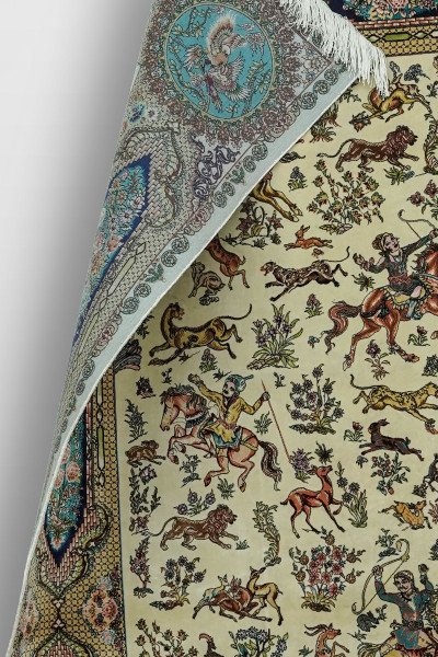 Ivory Royal Hunt Silk Rug — 3