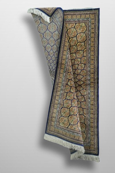 Golden Floral Medallion Silk Rug — 5