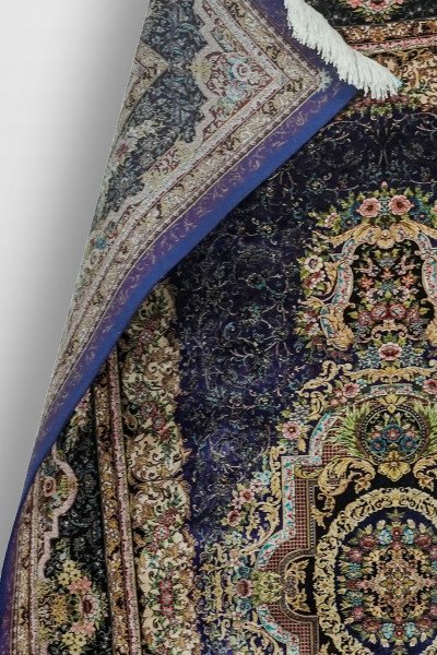 Midnight Floral Medallion Silk Rug — 3