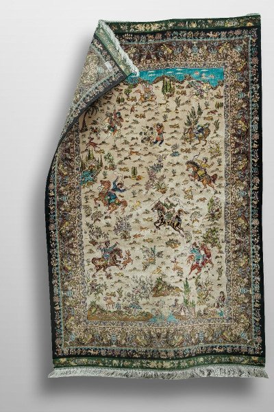 Ivory Desert Hunt Silk Rug — 4