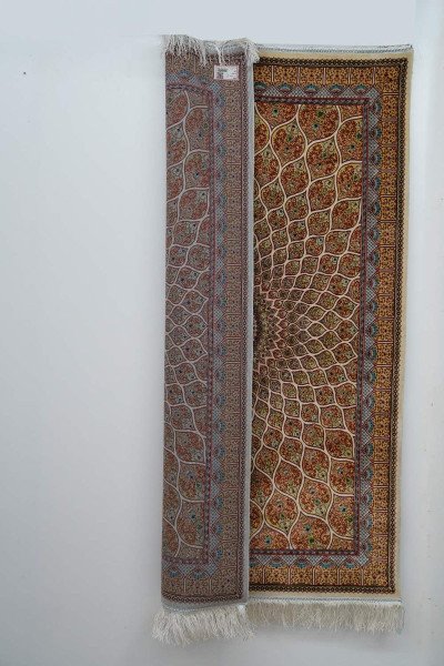 Golden Amber Medallion Silk Rug — 4