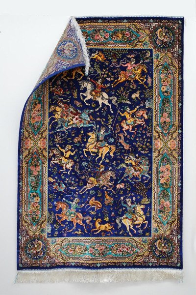 Royal Hunt Scene Persian Silk Rug — 2