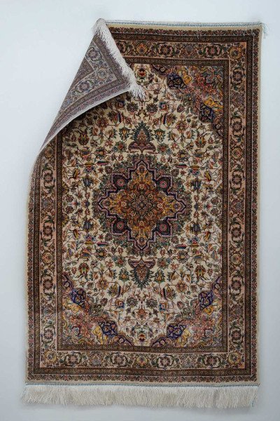 Ivory Garden Medallion Silk Rug — 2