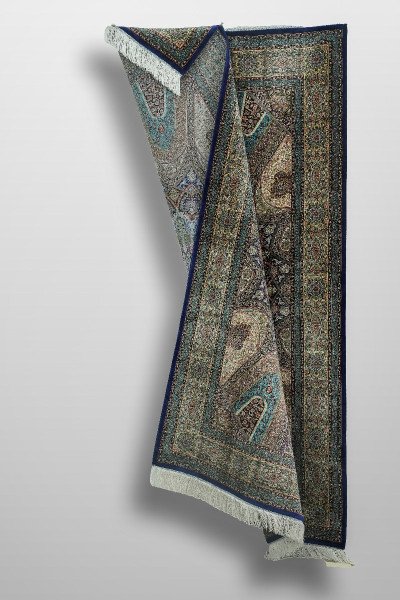 Teal Mandala Medallion Silk Rug — 2