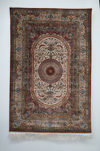 Ivory Radiance Medallion Silk Rug — 1