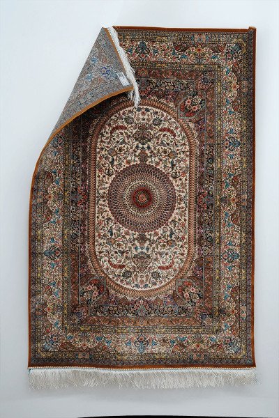 Ivory Radiance Medallion Silk Rug — 2