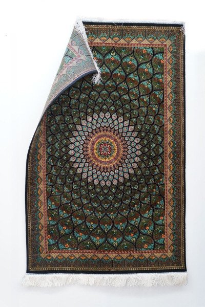 Celestial Green Medallion Silk Rug — 2