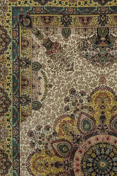 Ivory Central Medallion Silk Rug — 2