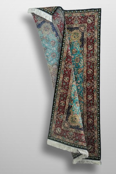 Royal Turquoise Medallion Silk Rug — 8