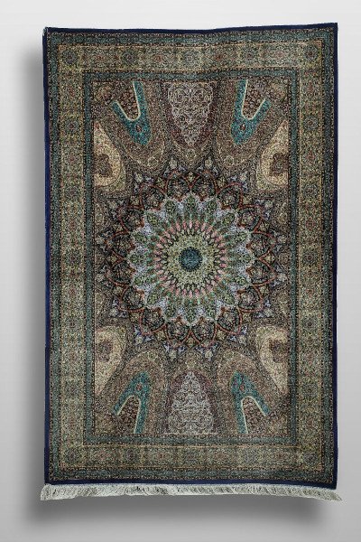 Teal Mandala Medallion Silk Rug — 1