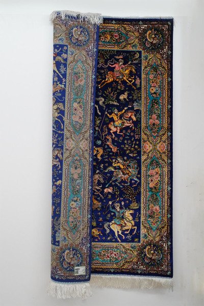 Royal Hunt Scene Persian Silk Rug — 3