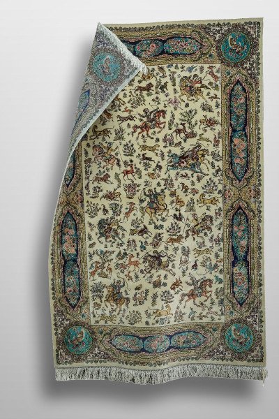 Ivory Royal Hunt Silk Rug — 4