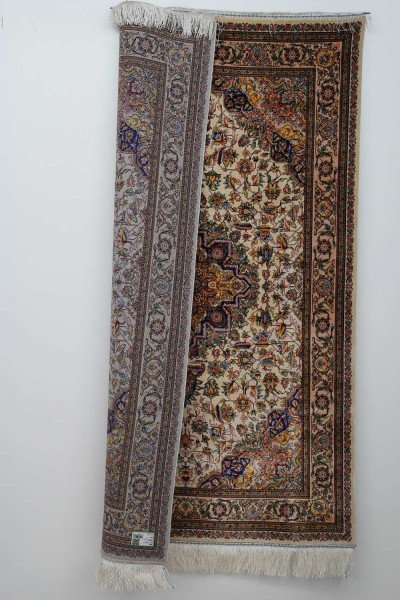 Ivory Garden Medallion Silk Rug — 3