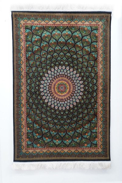 Celestial Green Medallion Silk Rug — 1