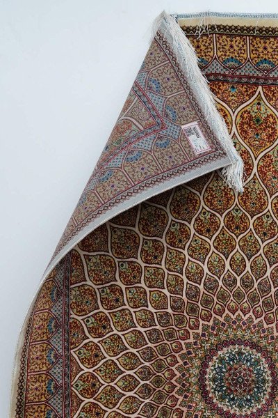 Golden Amber Medallion Silk Rug — 2