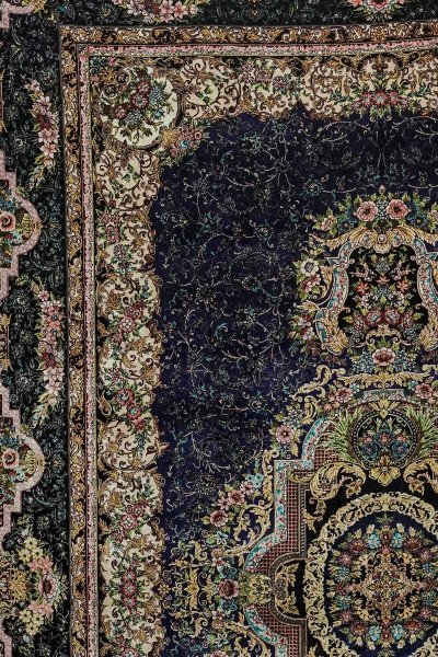 Midnight Floral Medallion Silk Rug — 2