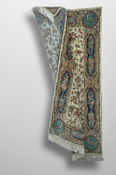 Ivory Royal Hunt Silk Rug — 5