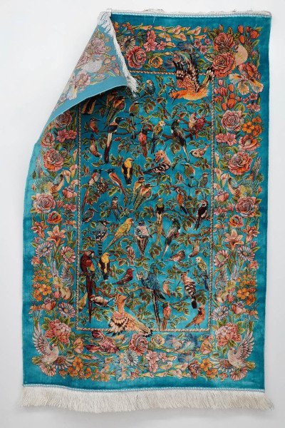 Teal Birds of Paradise Silk Rug — 2