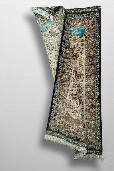 Ivory Desert Hunt Silk Rug — 5