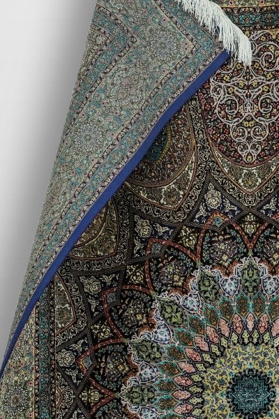 Teal Mandala Medallion Silk Rug — 4