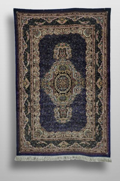 Midnight Floral Medallion Silk Rug — 1