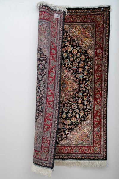 Regal Black Medallion Silk Rug — 2