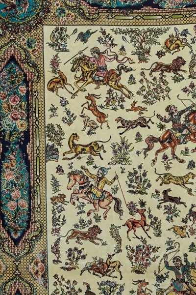Ivory Royal Hunt Silk Rug — 2