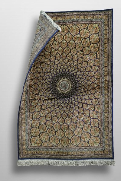 Golden Floral Medallion Silk Rug — 4