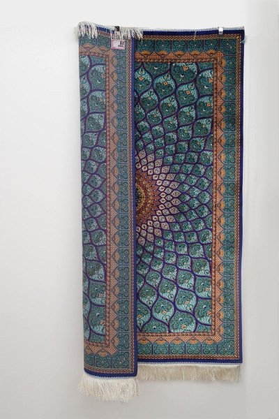 Azure Sunburst Medallion Silk Rug — 3