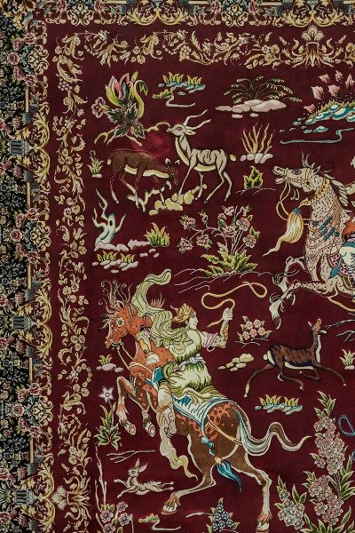 Ruby Royal Hunt Silk Rug — 2