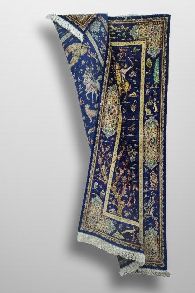 Shahnameh Hunting Scene Silk Rug — 5