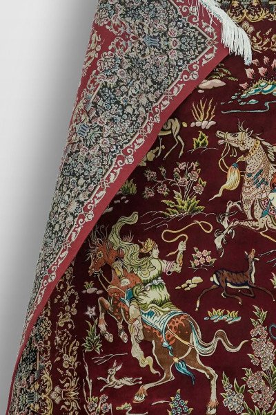 Ruby Royal Hunt Silk Rug — 3