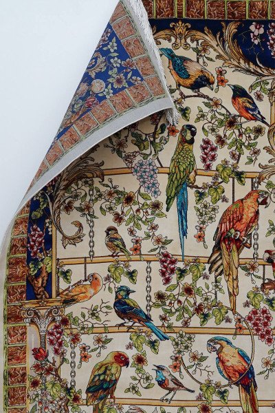 Royal Garden Birds Silk Rug — 4